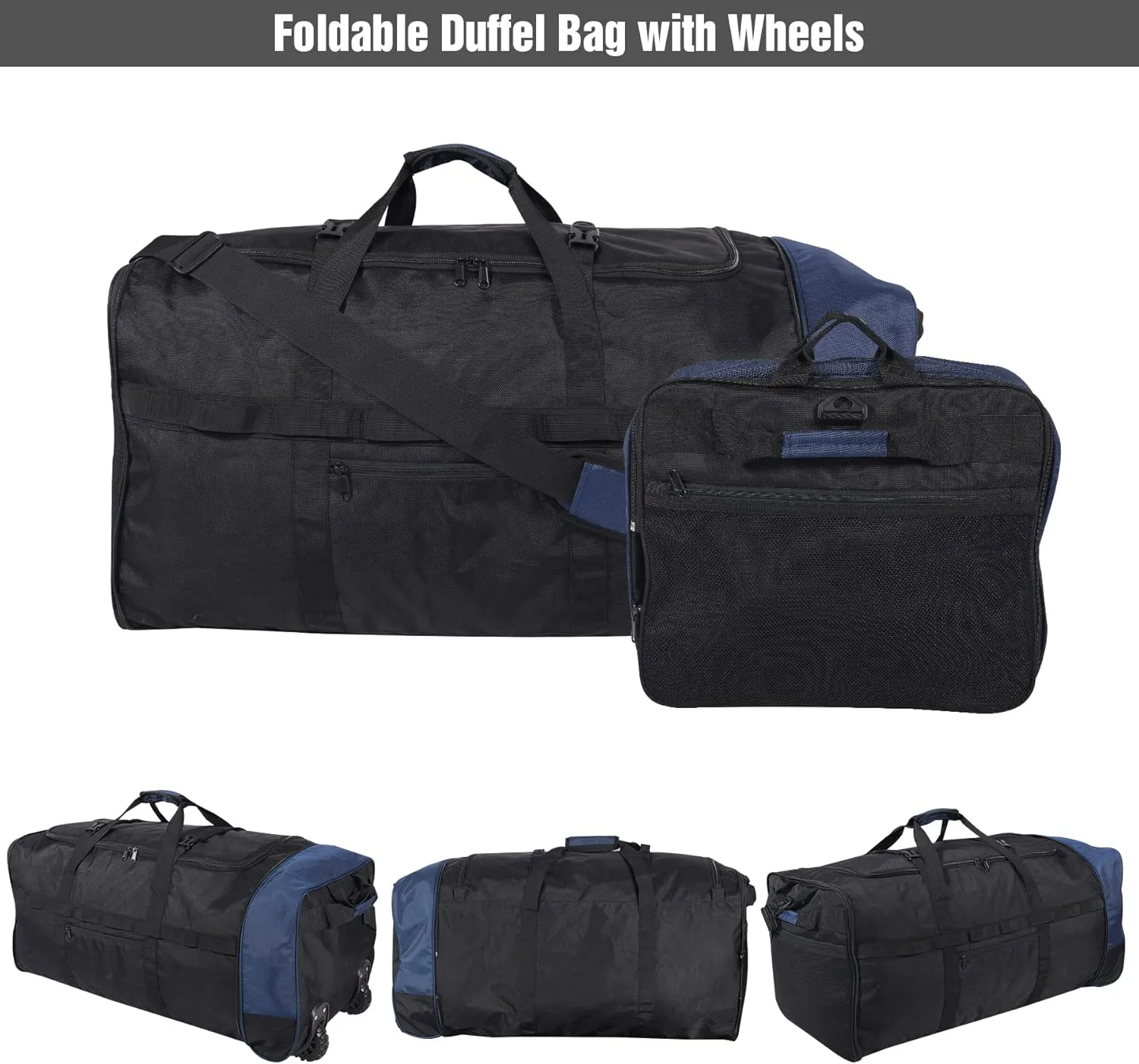REDCAMP 85L/120L/140L Foldable Duffle Bag with Wheels, Large Travel Duffel Bag