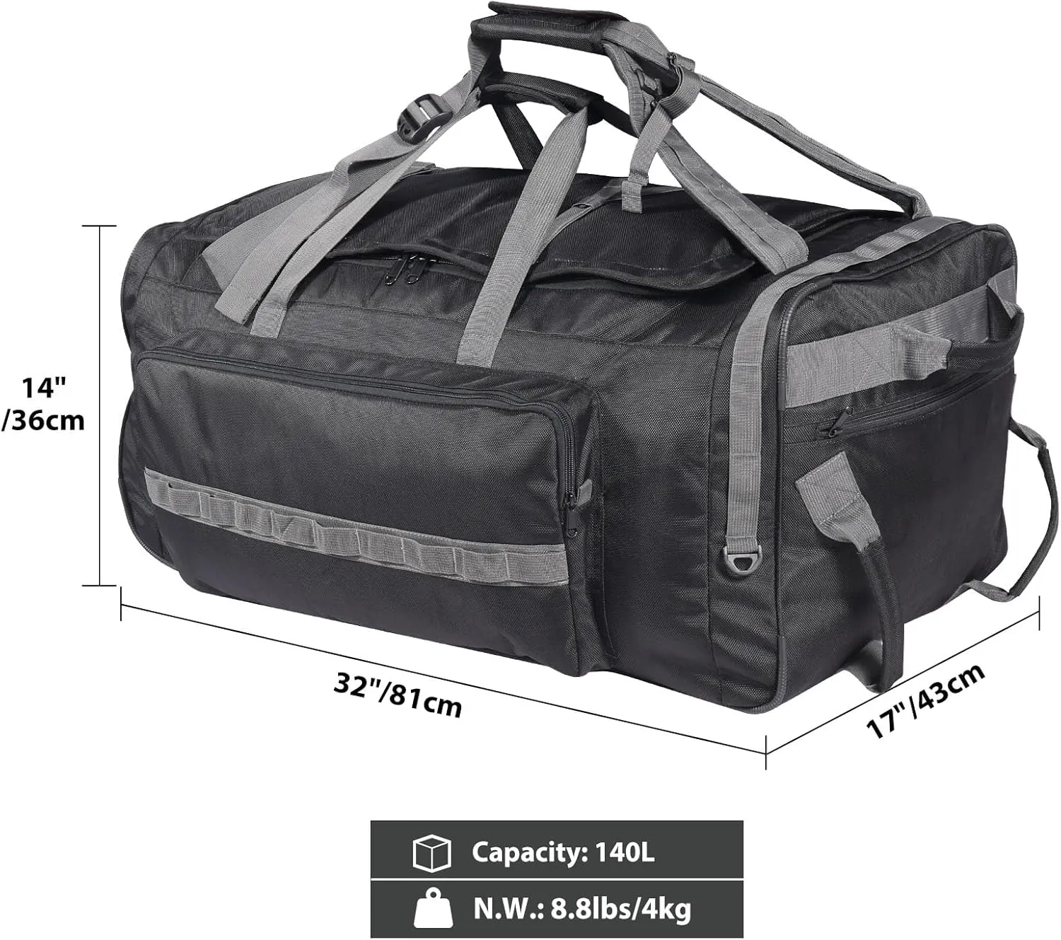 REDCAMP 85L/120L/140L Foldable Duffle Bag with Wheels, Large Travel Duffel Bag