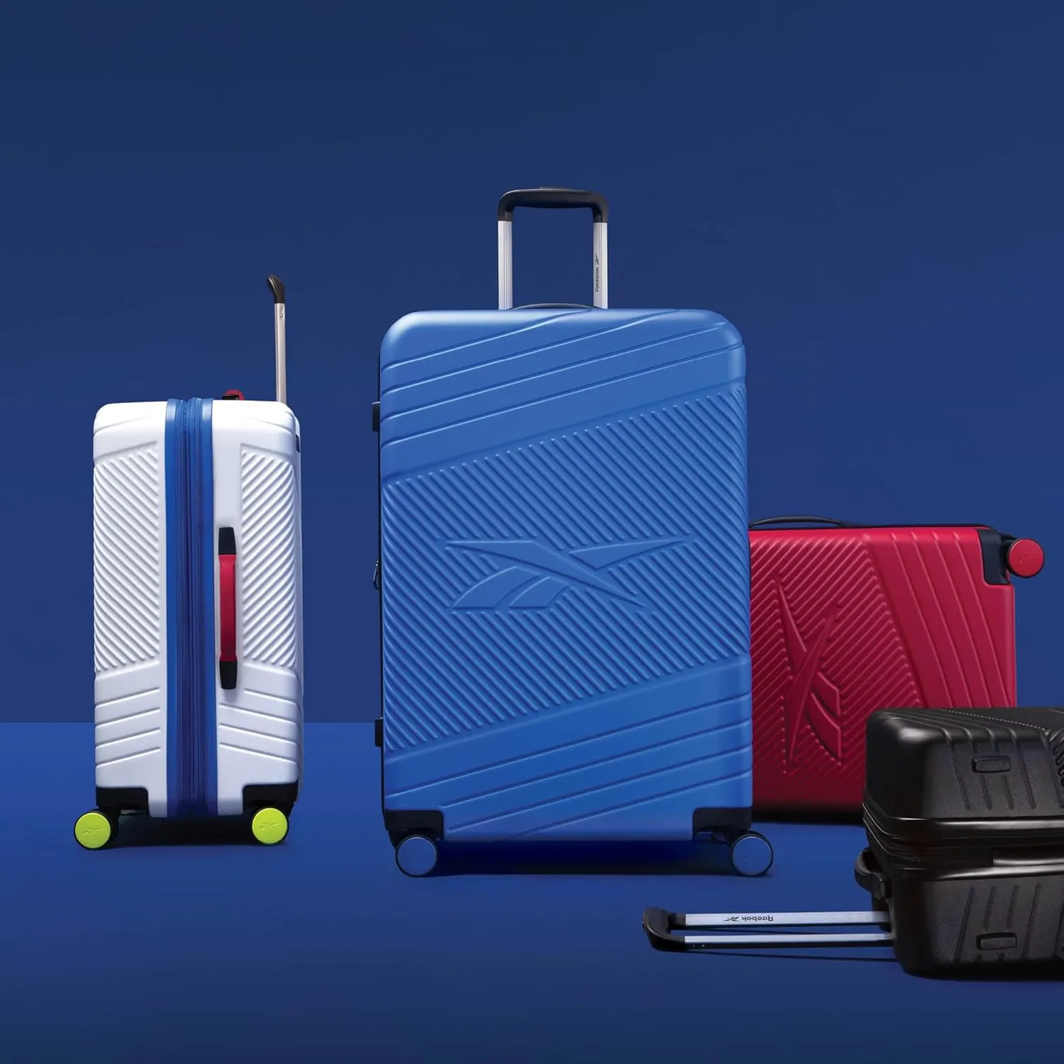 Reebok Go Collection 20 Inch Hard Shell Spinner Carry On Luggage for Airplanes, ABS/PC Hardside Suitcase with 360-Degree Spinner Wheels, Retractable Handle, Airline Approved, Red