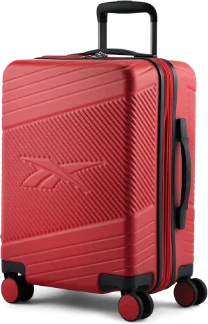 Reebok Go Collection 20 Inch Hard Shell Spinner Carry On Luggage for Airplanes, ABS/PC Hardside Suitcase with 360-Degree Spinner Wheels, Retractable Handle, Airline Approved, Red