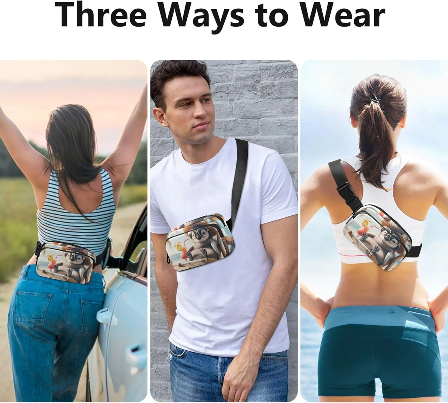 Relax Penguin Summer Vibes Fanny Pack for Women Waterproof Hip Bag Belt Pouch Cute Crossbody Waist Bag
