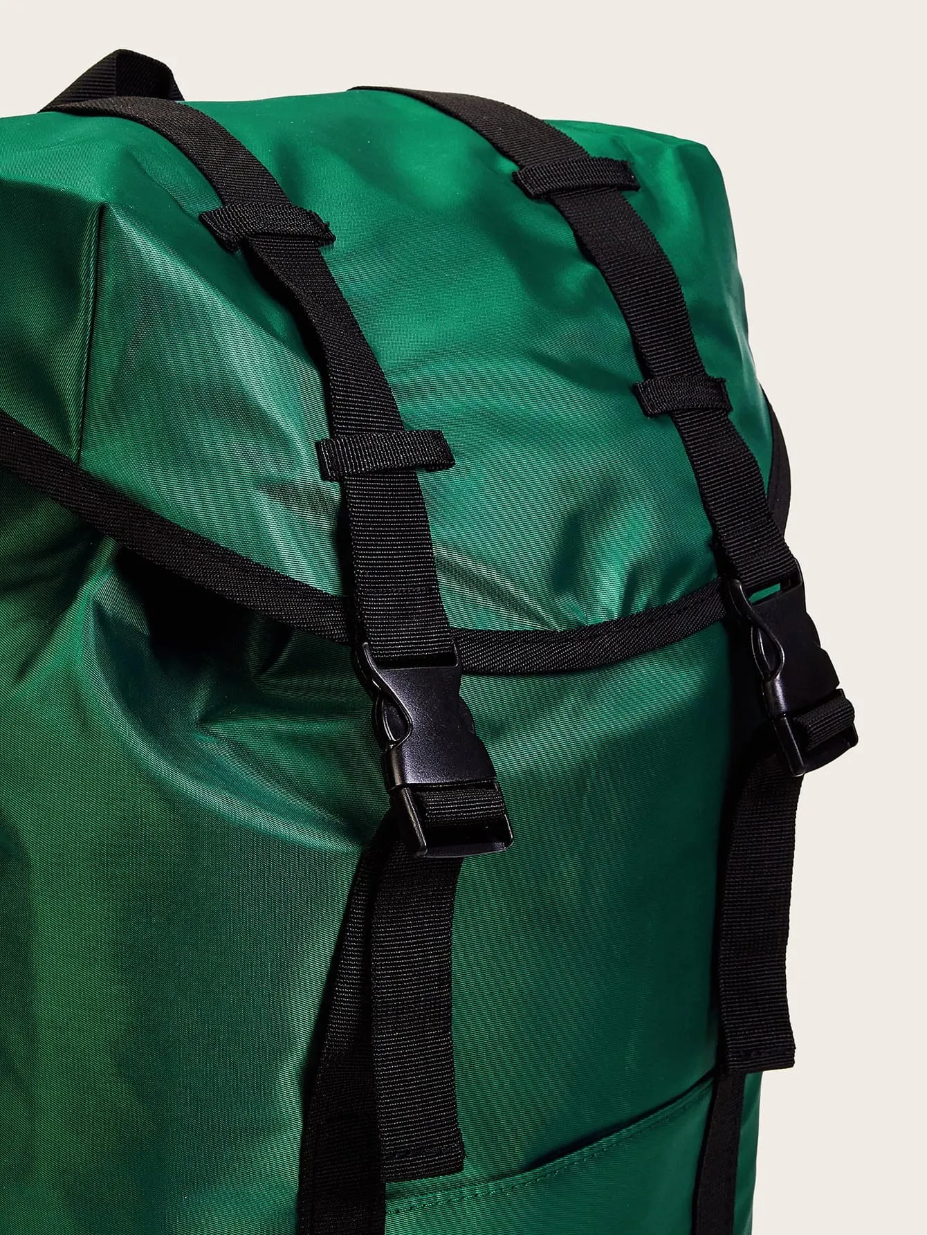 Release Buckle Detail Oxford Drawstring Backpack