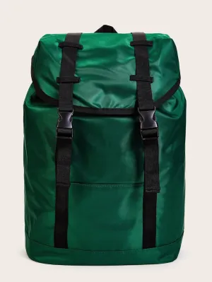 Release Buckle Detail Oxford Drawstring Backpack