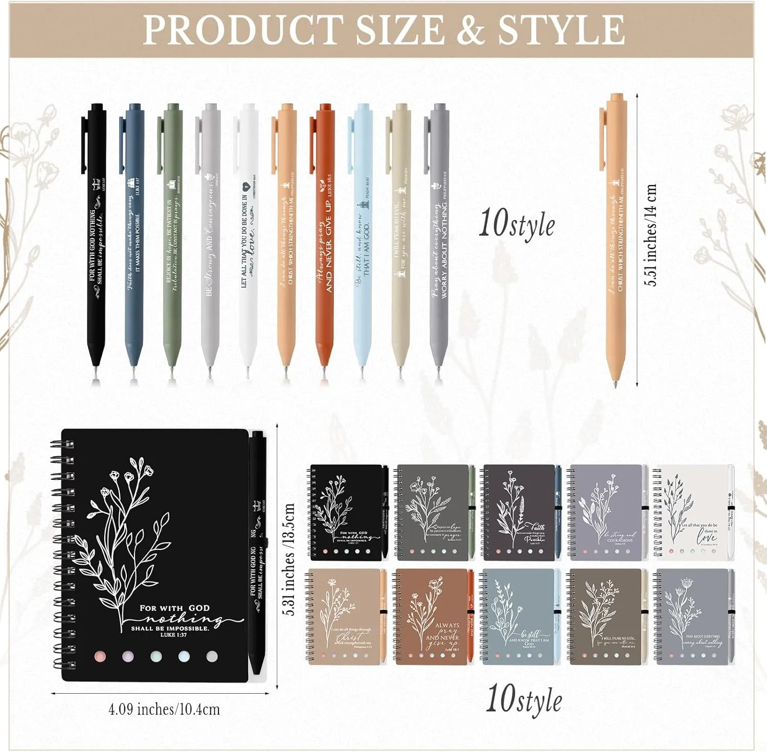 Resurhang Christian Gifts Bulk Bible Study Notebook with Sticky Notes Christian Pen for Women Aesthetic Religious Journal Prayer Notepad Gift for Mothers Day Church Sunday School