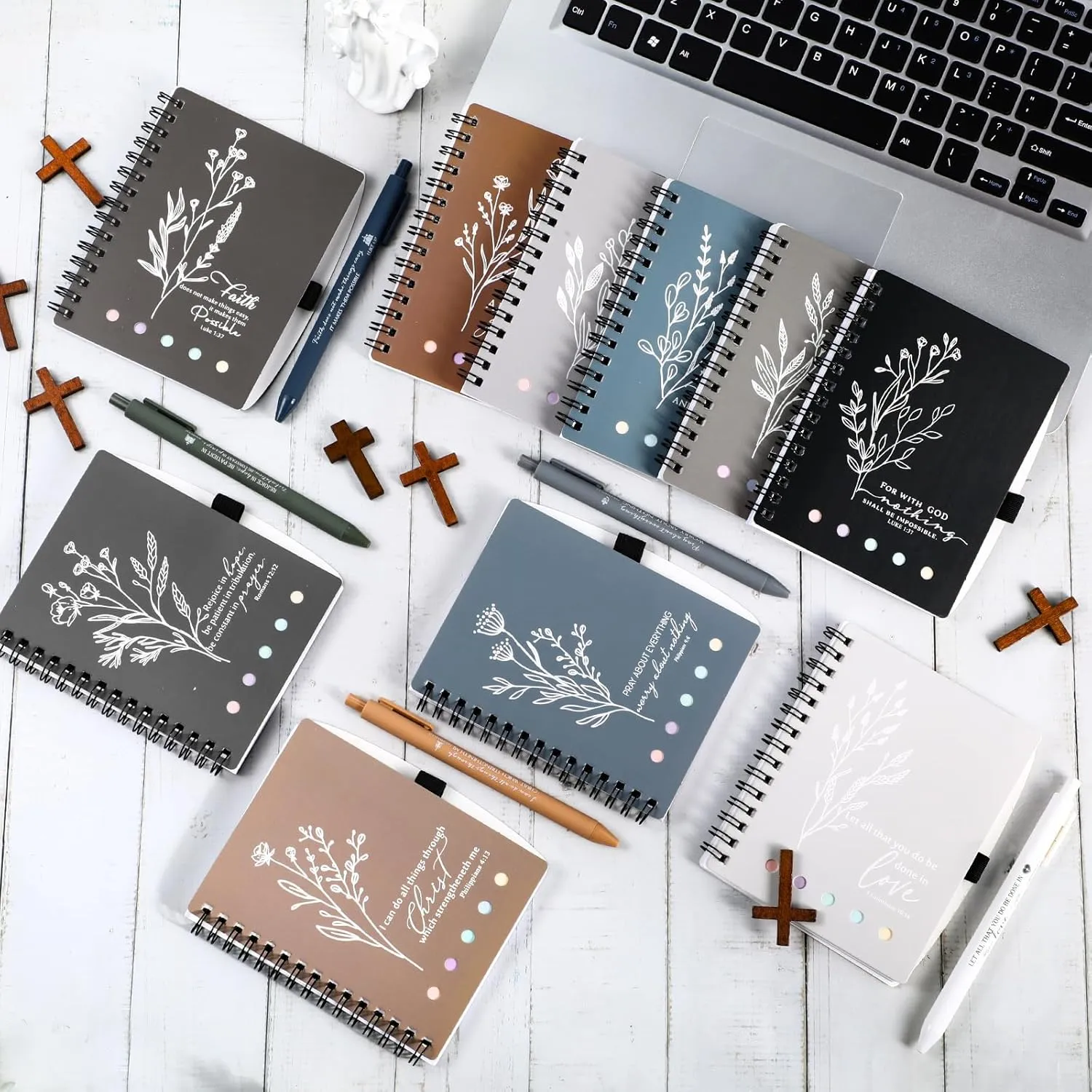 Resurhang Christian Gifts Bulk Bible Study Notebook with Sticky Notes Christian Pen for Women Aesthetic Religious Journal Prayer Notepad Gift for Mothers Day Church Sunday School