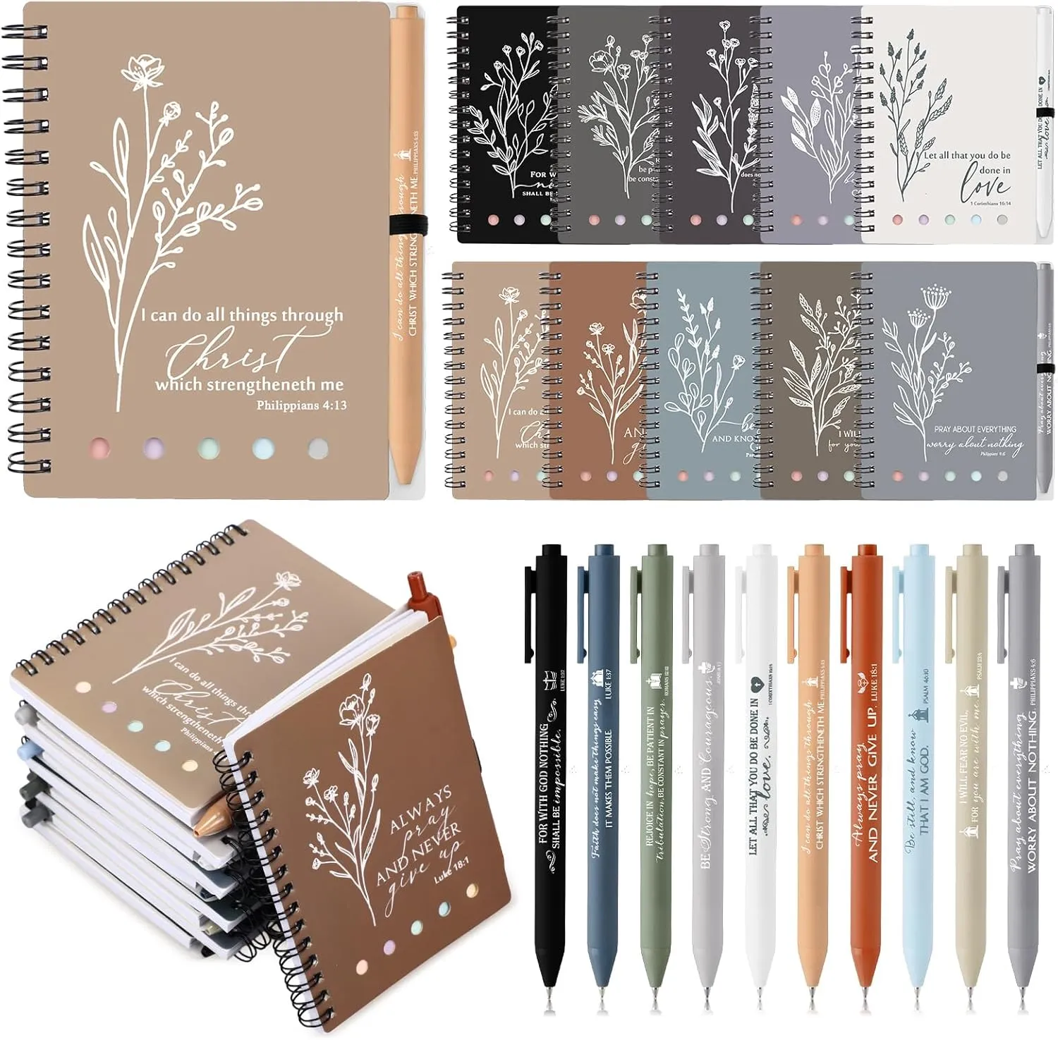 Resurhang Christian Gifts Bulk Bible Study Notebook with Sticky Notes Christian Pen for Women Aesthetic Religious Journal Prayer Notepad Gift for Mothers Day Church Sunday School
