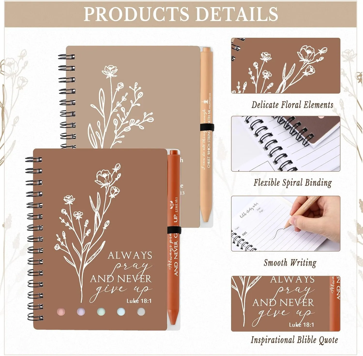 Resurhang Christian Gifts Bulk Bible Study Notebook with Sticky Notes Christian Pen for Women Aesthetic Religious Journal Prayer Notepad Gift for Mothers Day Church Sunday School