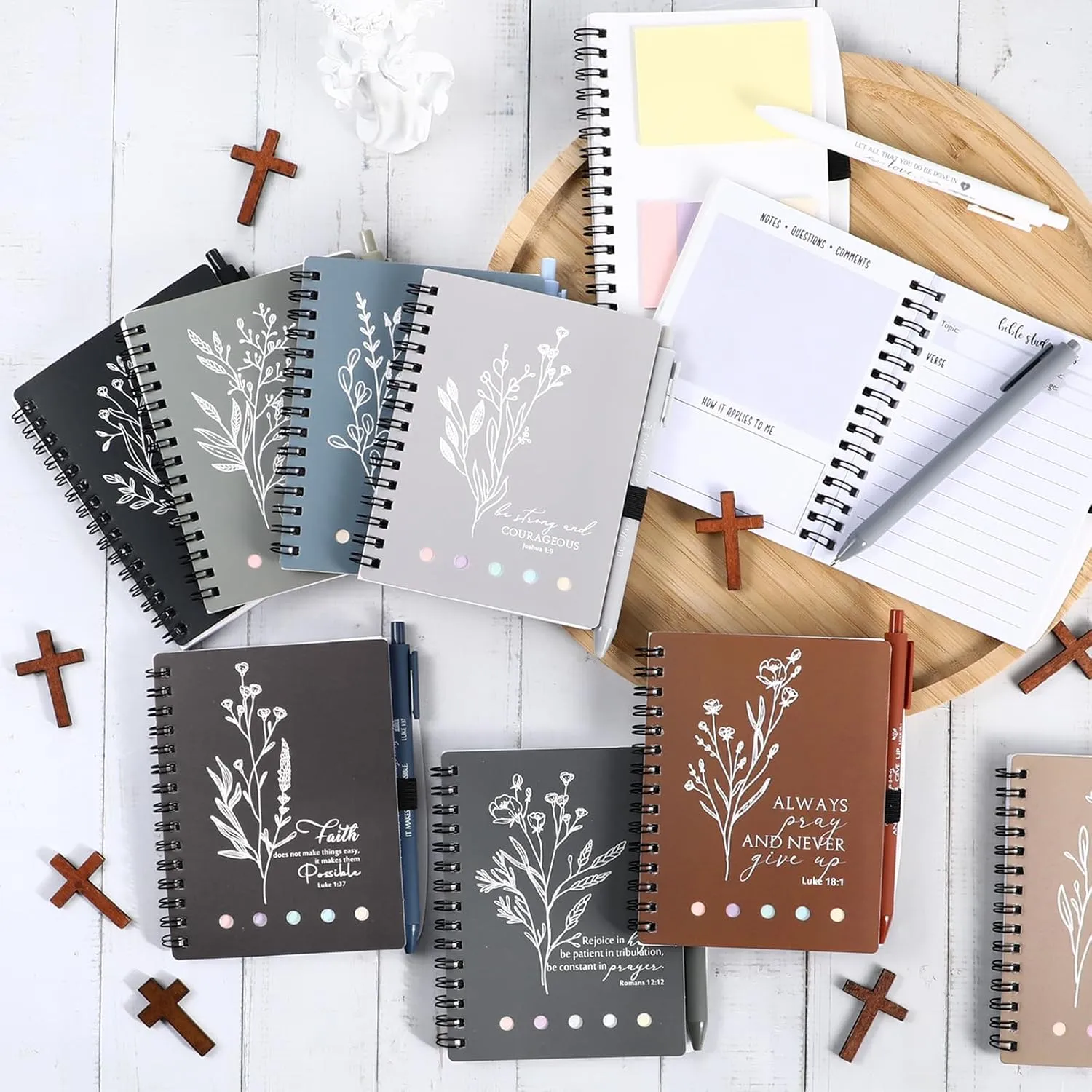 Resurhang Christian Gifts Bulk Bible Study Notebook with Sticky Notes Christian Pen for Women Aesthetic Religious Journal Prayer Notepad Gift for Mothers Day Church Sunday School