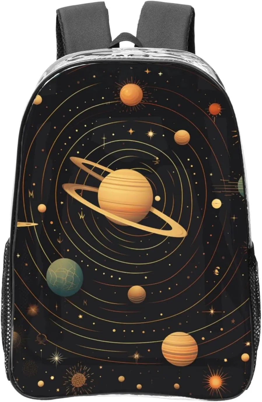 Retro Astronomical Pattern Clear Backpack Waterproof Heavy Duty Pvc Transparent Backpack Cute See Through Backpack Clear Bags For College Work Travel