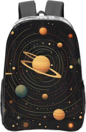 Retro Astronomical Pattern Clear Backpack Waterproof Heavy Duty Pvc Transparent Backpack Cute See Through Backpack Clear Bags For College Work Travel