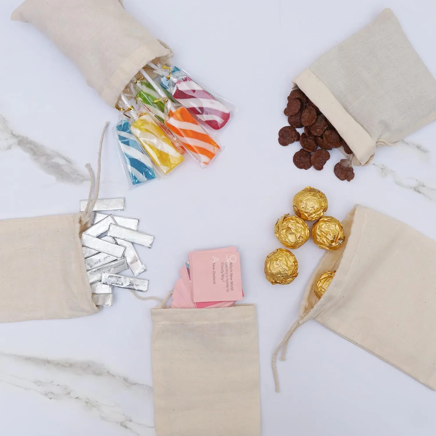 Reusable Eco friendly 12x18 inches Cotton Thick Single Drawstring Muslin Bags "premium quality" (Natural Color)- 25 count pack