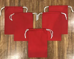 Reusable Eco friendly RED COLOR Cotton Thick Double Drawstring Muslin Bags "premium quality"-25 count pack (8 x 10)