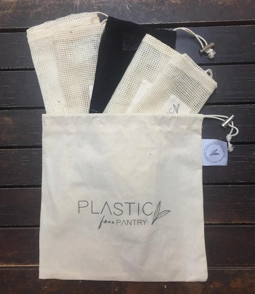 Reusable Organic Cotton Mesh Produce Bags - Set of 6