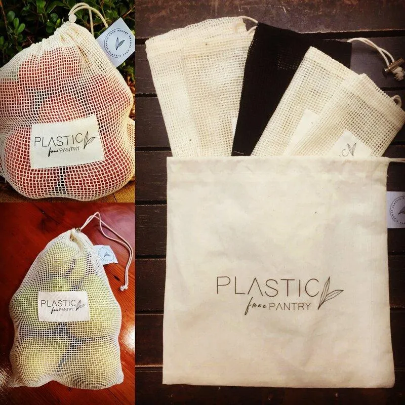 Reusable Organic Cotton Mesh Produce Bags - Set of 6
