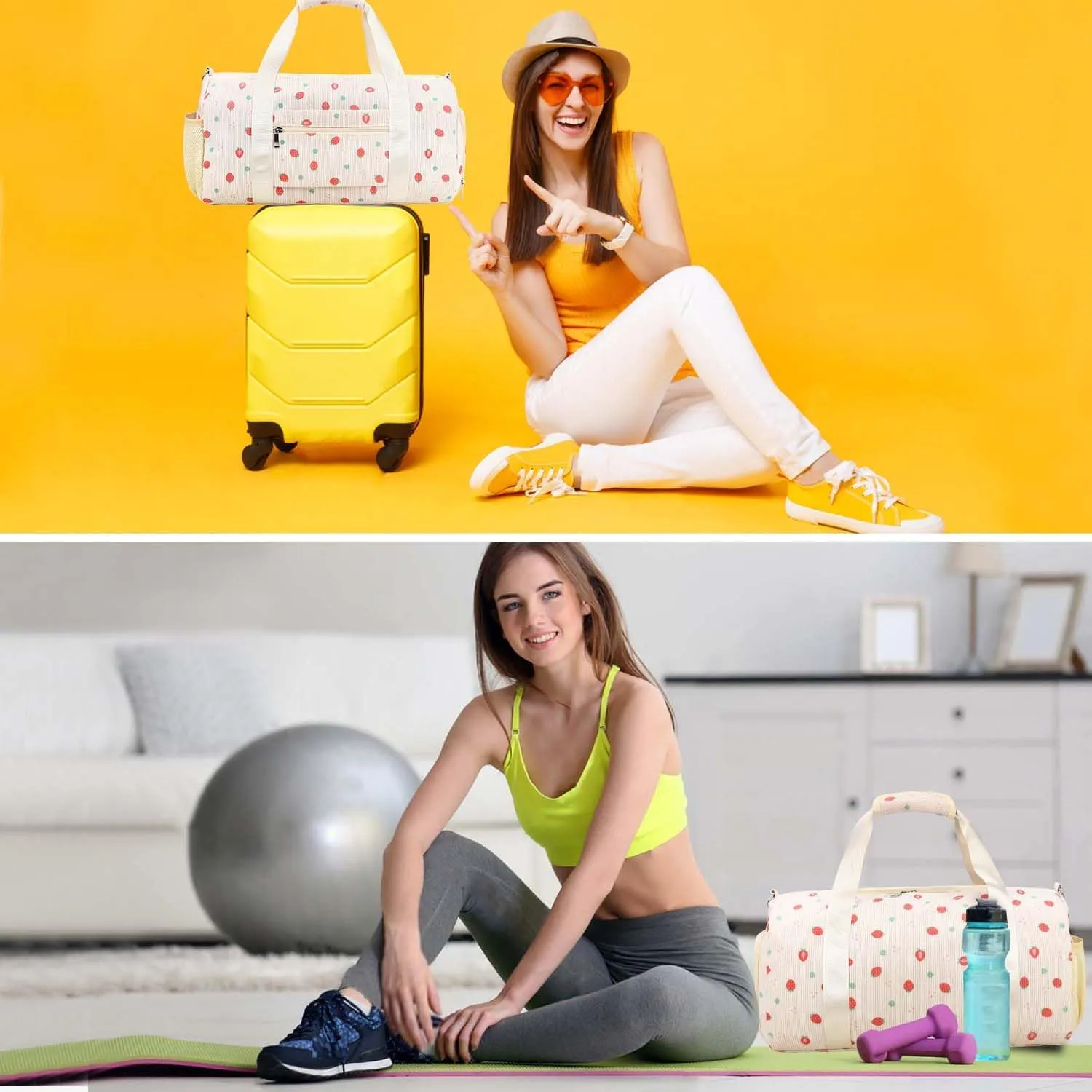 RHCPFOVR Gym Travel Duffle Bag for Girls - Gymnastics Sports Dance Bag with Shoe Compartment & Wet Pocket Panda Kids Travel Bag Teens Weekender Sleepover Carry On Bag