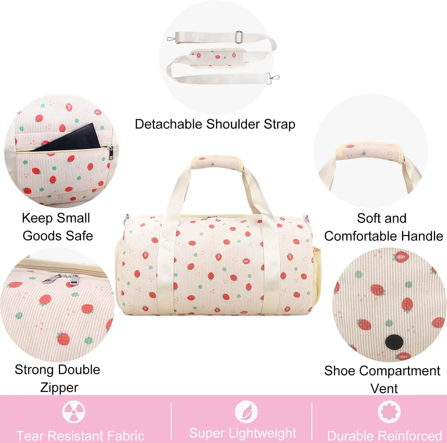 RHCPFOVR Gym Travel Duffle Bag for Girls - Gymnastics Sports Dance Bag with Shoe Compartment & Wet Pocket Panda Kids Travel Bag Teens Weekender Sleepover Carry On Bag
