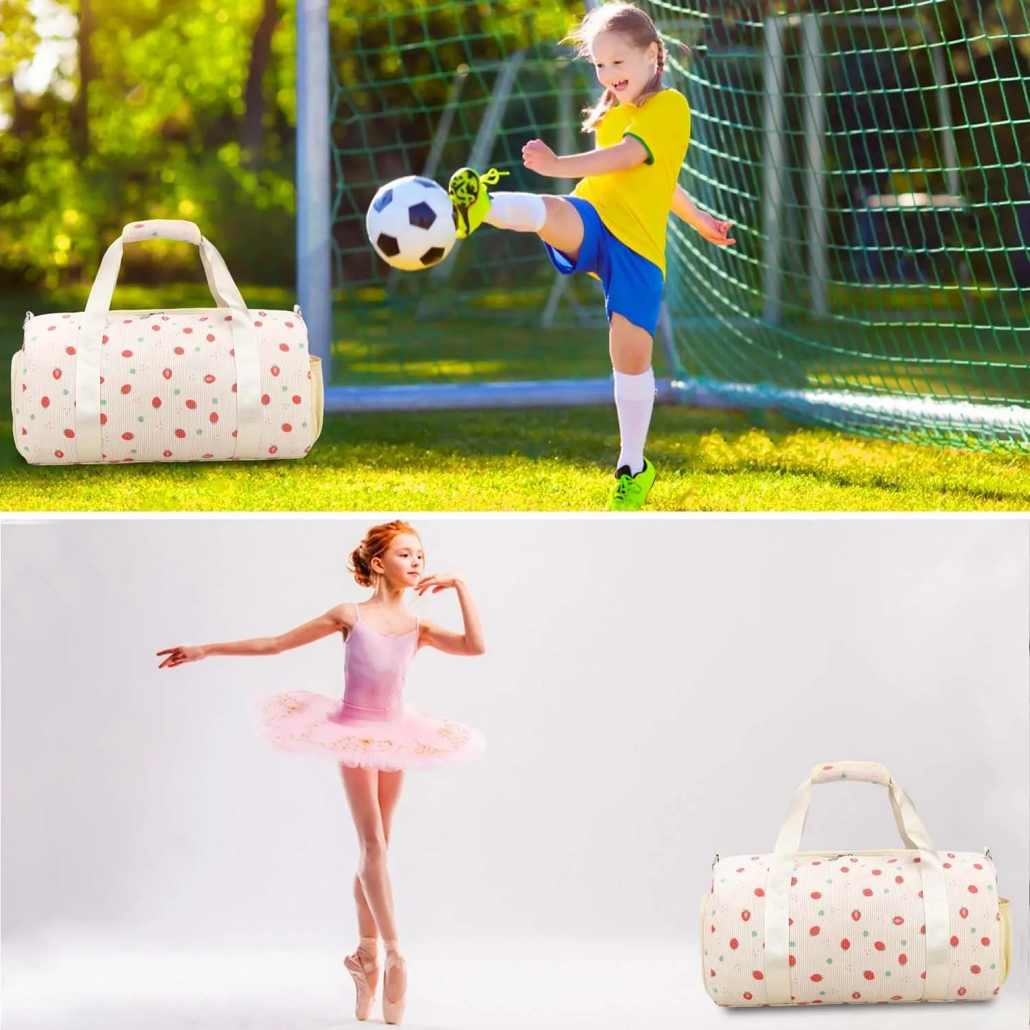 RHCPFOVR Gym Travel Duffle Bag for Girls - Gymnastics Sports Dance Bag with Shoe Compartment & Wet Pocket Panda Kids Travel Bag Teens Weekender Sleepover Carry On Bag