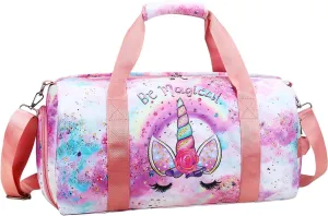RHCPFOVR Gym Travel Duffle Bag for Girls - Gymnastics Sports Dance Bag with Shoe Compartment & Wet Pocket Panda Kids Travel Bag Teens Weekender Sleepover Carry On Bag