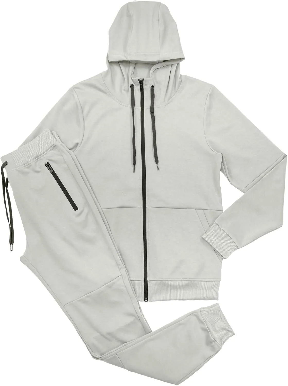 Riflessi Men's Athletic Sports Casual 2 Piece Solid Color Tracksuit Hoodie Jogger Pants Sweatsuit Set