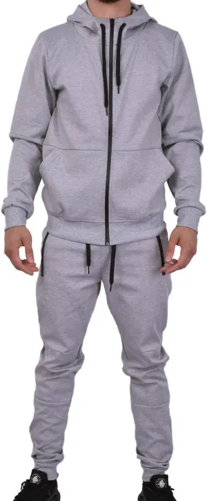 Riflessi Men's Athletic Sports Casual 2 Piece Solid Color Tracksuit Hoodie Jogger Pants Sweatsuit Set