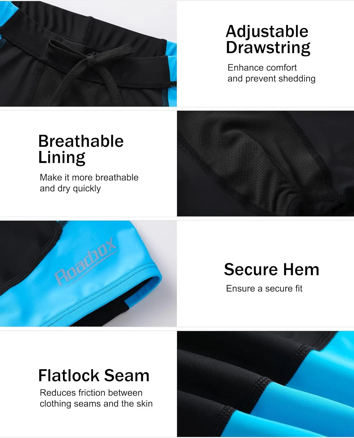 Roadbox Boys' Swim Jammers, Quick Dry Youth Competitive Swim Team Shorts, UPF 50  Bathing Athletic Compression Swim Trunks