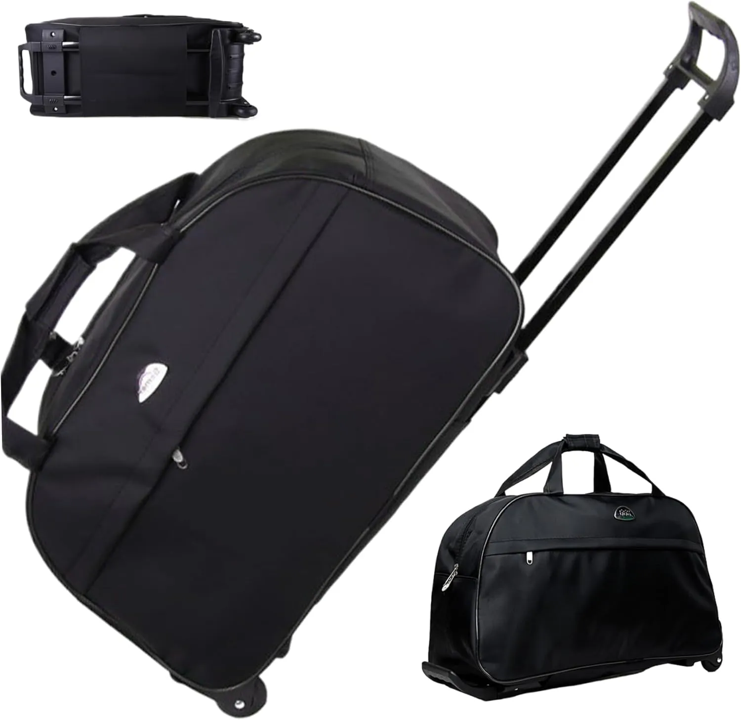 Rolling Duffle Bag with Wheels, 20.4 Inch Waterproof Carry On Weekender Bag, Black