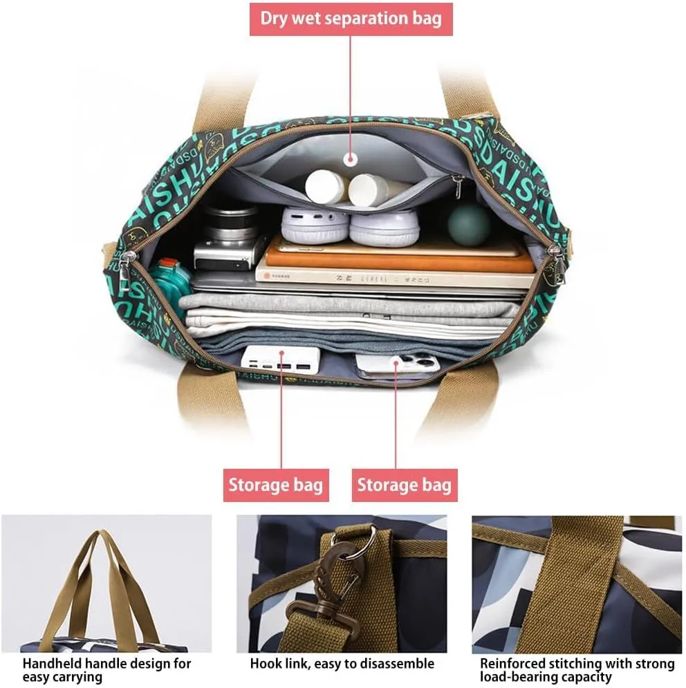 Rolling Duffle Bag with Wheels Foldable Luggage Bag Expandable Carry on Bag with Detachable Casters Dry Wet Separation Duffle Bag for Women & Men (Green)