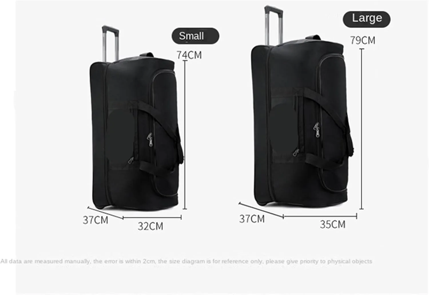 Rolling Duffle Bag with Wheels Large Capacity Trolley Bags with Wheels Foldable Luggage Wheeled Bag Travel Suitcase Waterproof Handbag Rolling Luggage(Black Style 2,79x37x35cm)