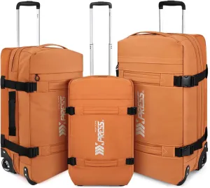 Rolling Duffle Bag with Wheels,3 In 1 Waterproof Travel Duffel Luggage with Rollers,Orange