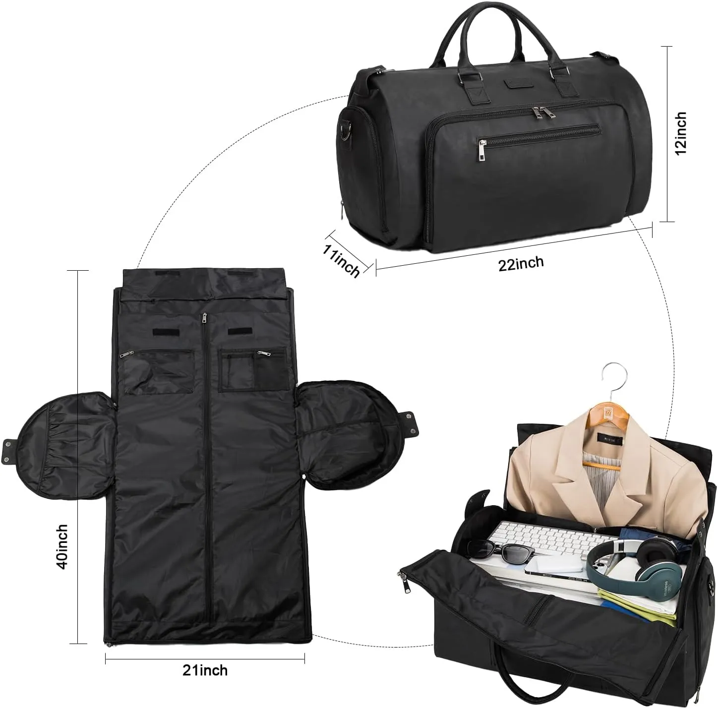 Rolling Garment Bag for Travel. Garment Duffle Bag Luggage Suit for Men and Women. Garment Bag with Wheels