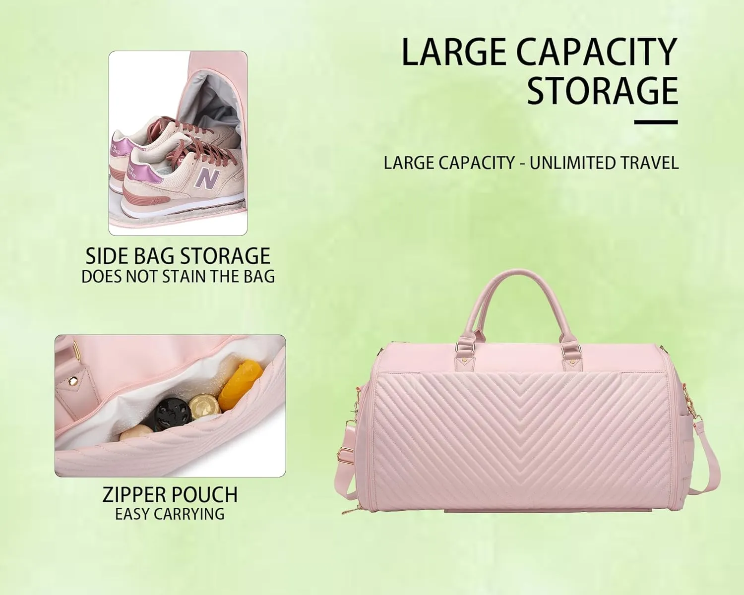 Rolling Garment Bag with Wheels & Shoe Compartment, (24"x10"x13") TSA Approved Carry On Luggage for Business Travel, Oxford Fabric Waterproof Hanging Suit Bag with Wheels (Pink)
