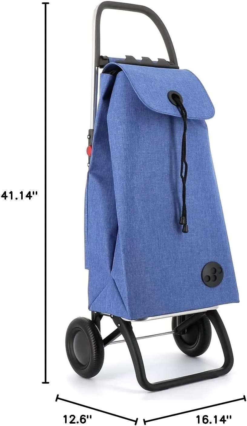 ROLSER I-Max Tweed 2 Wheel Foldable Shopping Trolley - Blue