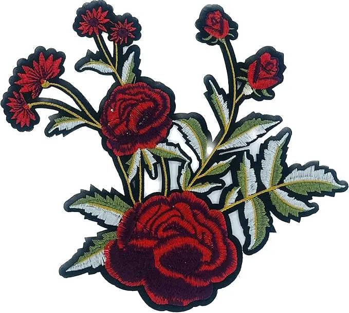 Rose Bunch Flower Heat Transfer Patch for Apparel Decoration