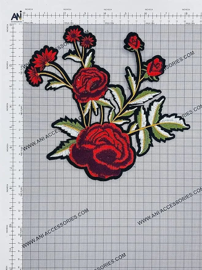Rose Bunch Flower Heat Transfer Patch for Apparel Decoration