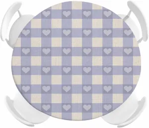 Round Fitted Tablecloth Retro Purple Plaid on Burlap Waterproof Table Cover for Indoor Outdoor Holiday Party Classic Checkered Sweet Heart Elastic Edged Tablecloths Fit Up 45"-54" Tables
