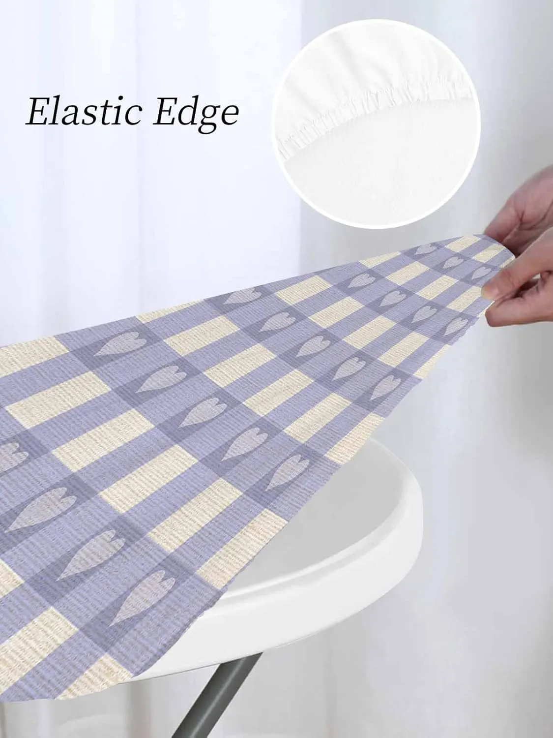 Round Fitted Tablecloth Retro Purple Plaid on Burlap Waterproof Table Cover for Indoor Outdoor Holiday Party Classic Checkered Sweet Heart Elastic Edged Tablecloths Fit Up 45"-54" Tables