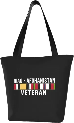 Rqwaaed Afghanistan and Iraq Veteran Women'S Casual One Shoulder Carry Shopping Bag Large Capacity Working Storage Handbag