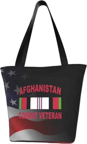 Rqwaaed Afghanistan Combat Veteran Women'S Casual One Shoulder Carry Shopping Bag Large Capacity Working Storage Handbag