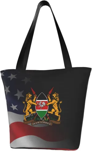 Rqwaaed Coat of Arms of Kenya Women'S Casual One Shoulder Carry Shopping Bag Large Capacity Working Storage Handbag