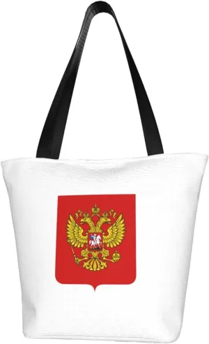 Rqwaaed Coat of Arms of Russian Women'S Casual One Shoulder Carry Shopping Bag Large Capacity Working Storage Handbag
