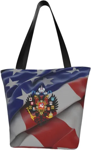Rqwaaed Coat of Arms of Russian Women'S Casual One Shoulder Carry Shopping Bag Large Capacity Working Storage Handbag
