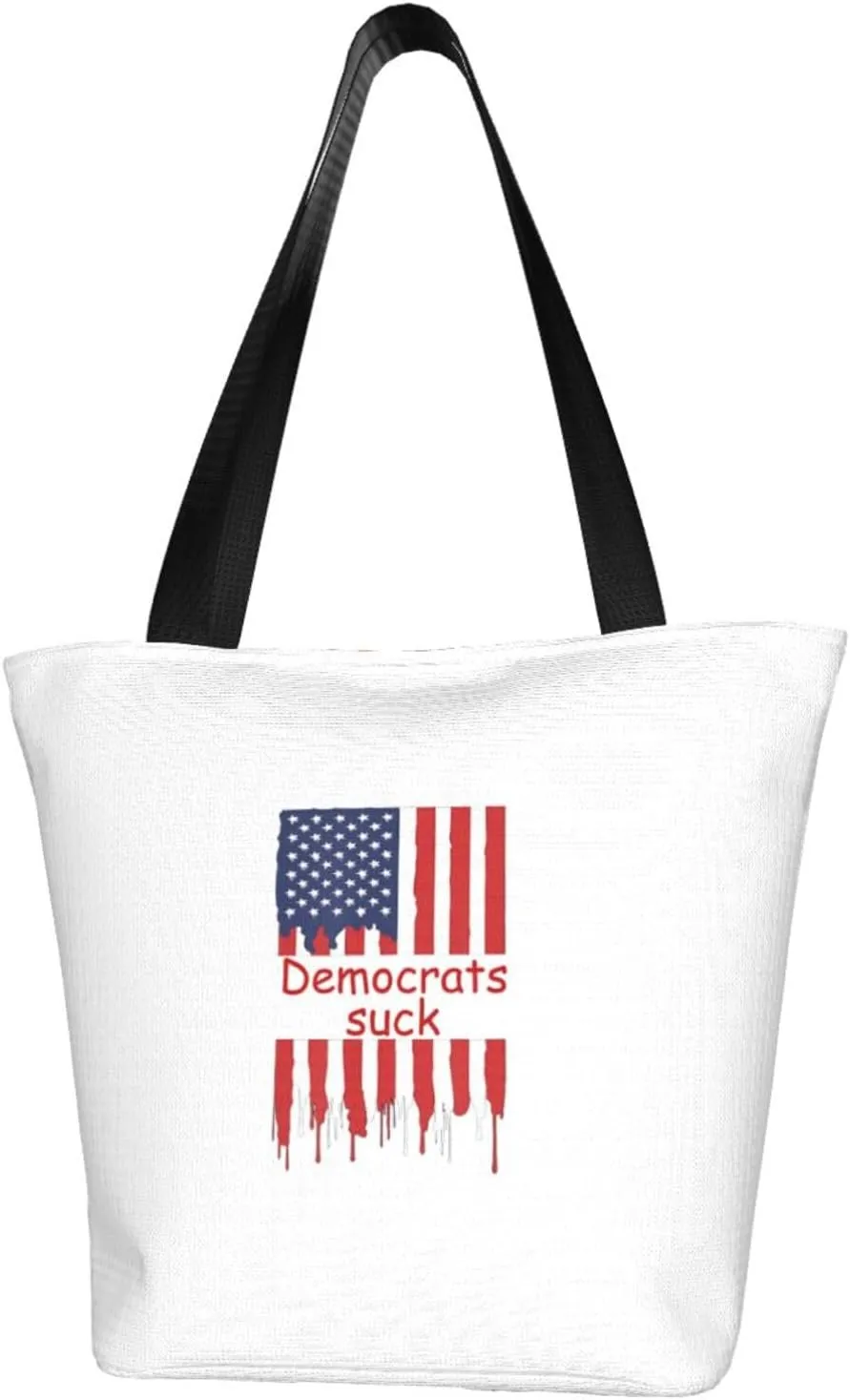 Rqwaaed Democrats Suck Women'S Casual One Shoulder Carry Shopping Bag Large Capacity Working Storage Handbag