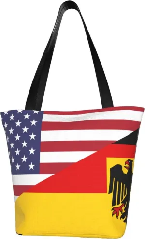 Rqwaaed US-Germany Friendship Flag Women'S Casual One Shoulder Carry Shopping Bag Large Capacity Working Storage Handbag