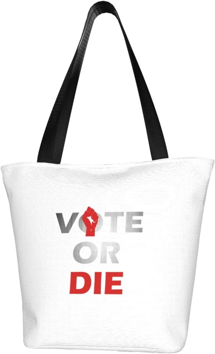 Rqwaaed Vote Or Die Women'S Casual One Shoulder Carry Shopping Bag Large Capacity Working Storage Handbag