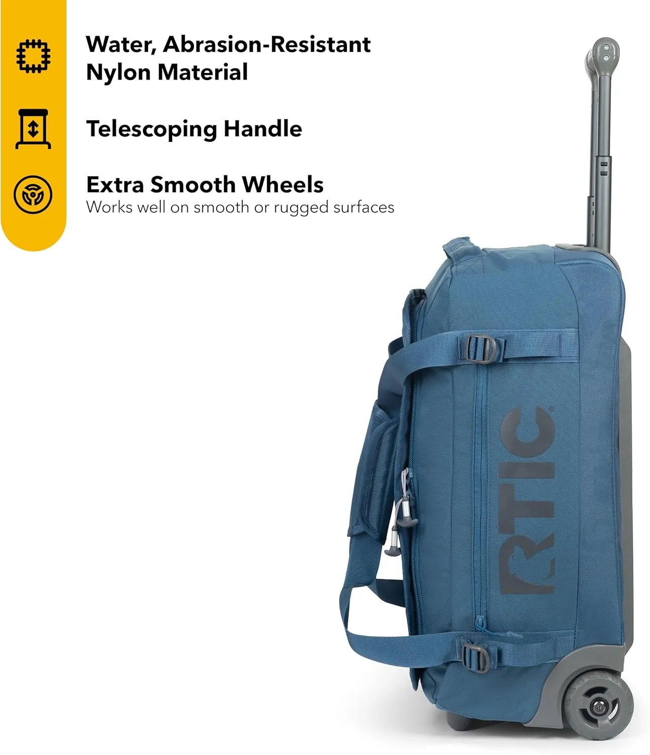 RTIC Road Trip Rolling Duffle Bag with Wheels for Men and Women, Traveling Tote for Camp, Travel, Gym, Weekender, Camping, Overnight Carry On, Sports, Spacious, Water Resistant, Medium, Storm