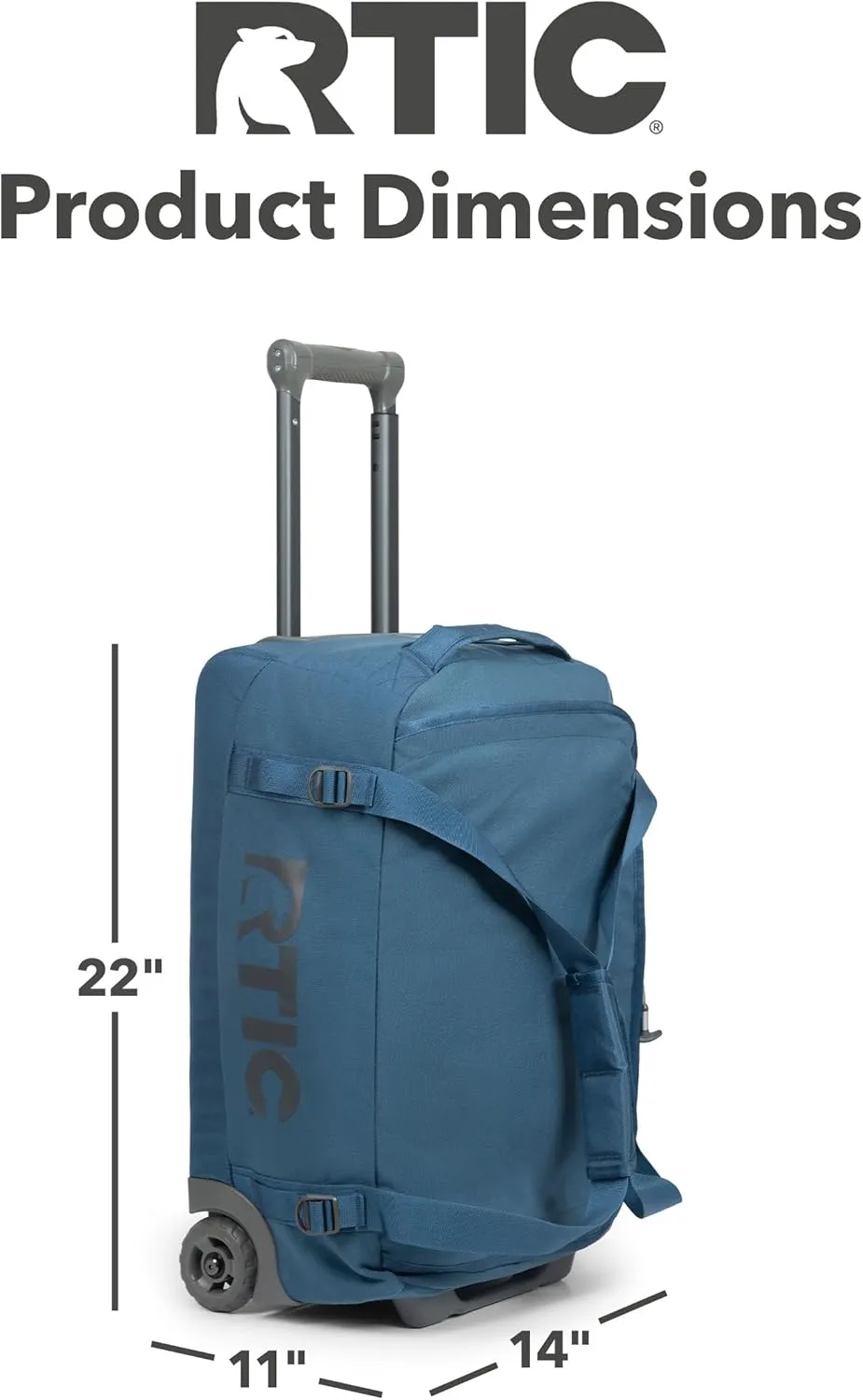 RTIC Road Trip Rolling Duffle Bag with Wheels for Men and Women, Traveling Tote for Camp, Travel, Gym, Weekender, Camping, Overnight Carry On, Sports, Spacious, Water Resistant, Medium, Storm