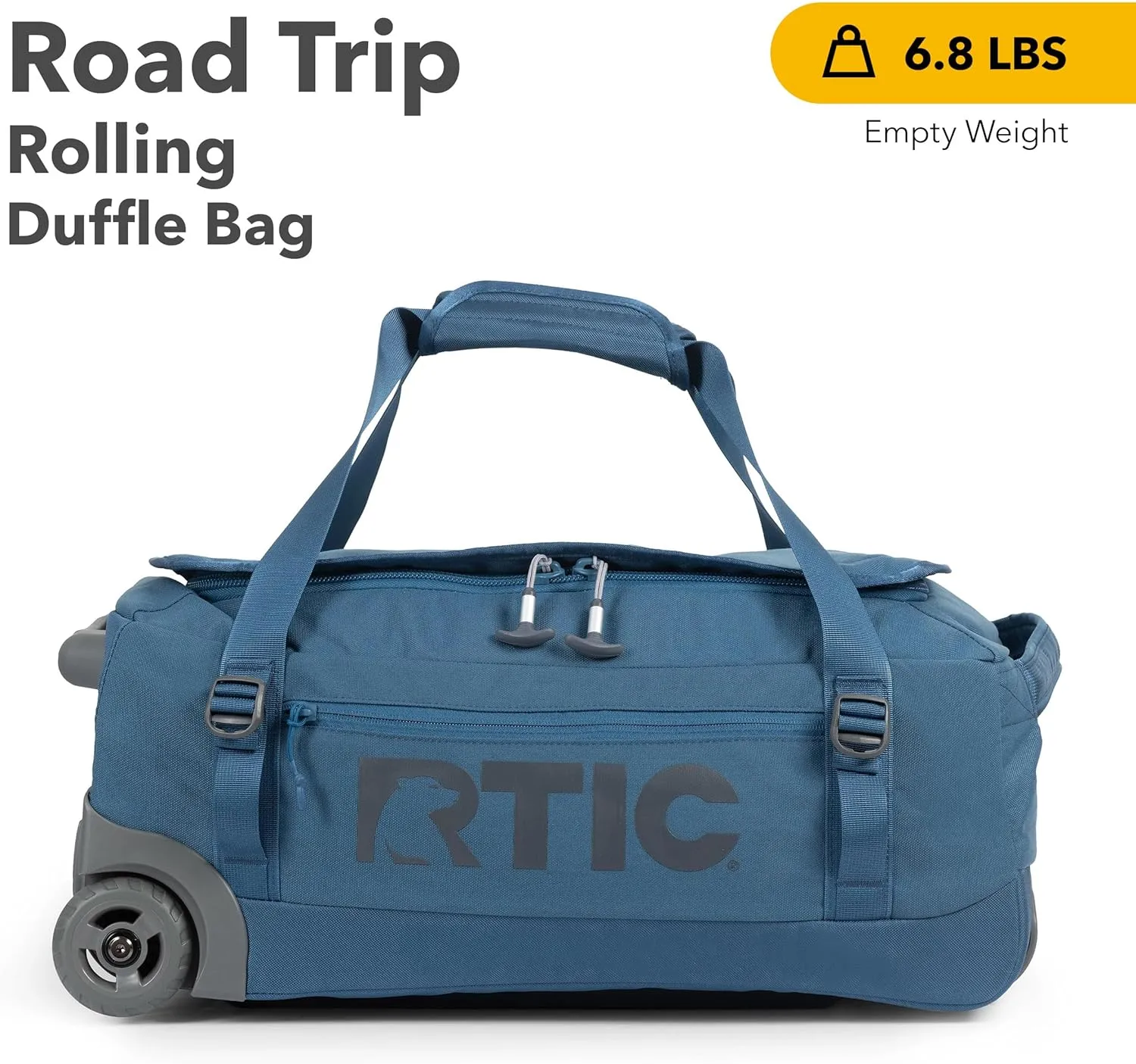 RTIC Road Trip Rolling Duffle Bag with Wheels for Men and Women, Traveling Tote for Camp, Travel, Gym, Weekender, Camping, Overnight Carry On, Sports, Spacious, Water Resistant, Medium, Storm