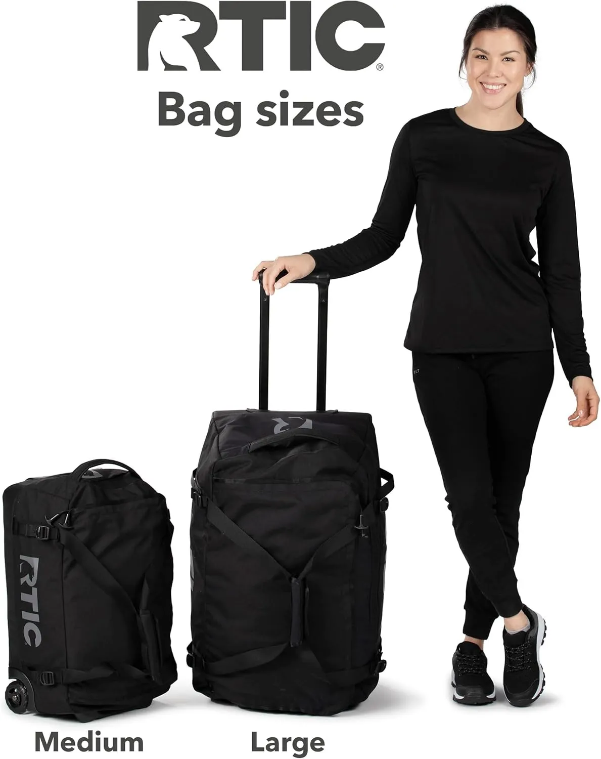 RTIC Road Trip Rolling Duffle Bag with Wheels for Men and Women, Traveling Tote for Camp, Travel, Gym, Weekender, Camping, Overnight Carry On, Sports, Spacious, Water Resistant, Medium, Storm