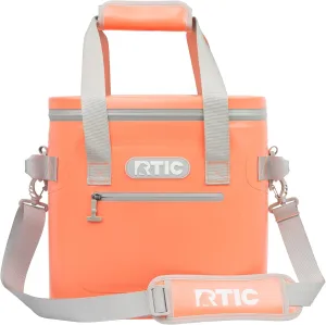 RTIC Ultra-Tough Soft Cooler 20 Can, Insulated Bag Portable Ice Chest Box for Lunch, Beach, Drink, Beverage, Travel, Camping, Picnic, Car, Trips, Floating Cooler Leak-Proof with Zipper, Coral
