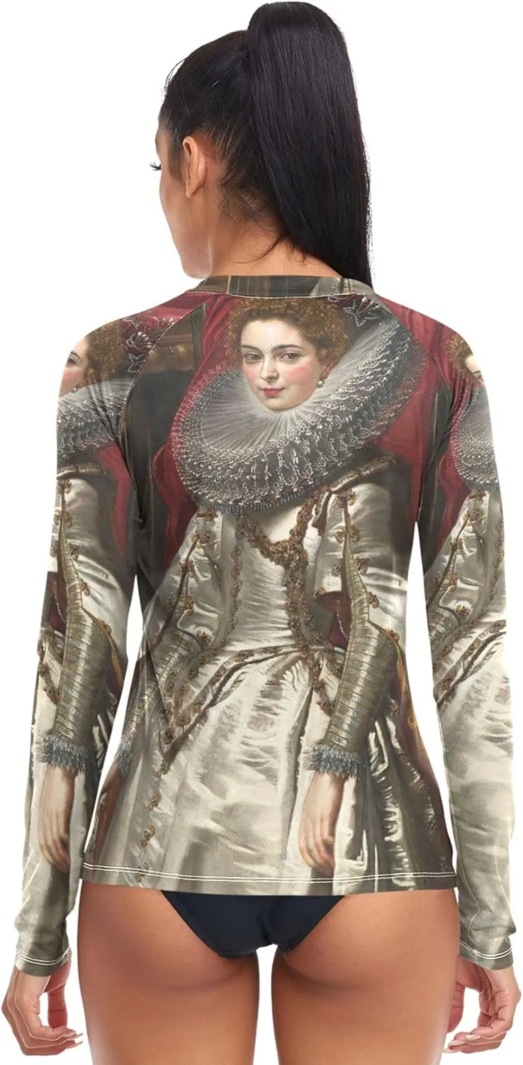 Rubens Portrait Marchesa Brigida Spinola Doria Rash Guard Shirt Women Long Sleeve Top UPF 50  UV Sun Swim XS